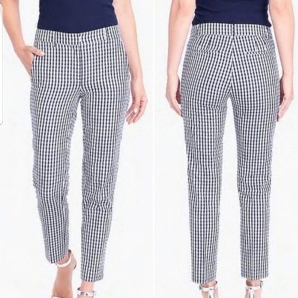 J. Crew Gingham Ankle Pants Womens Size 4 Blue White Preppy Nautical
